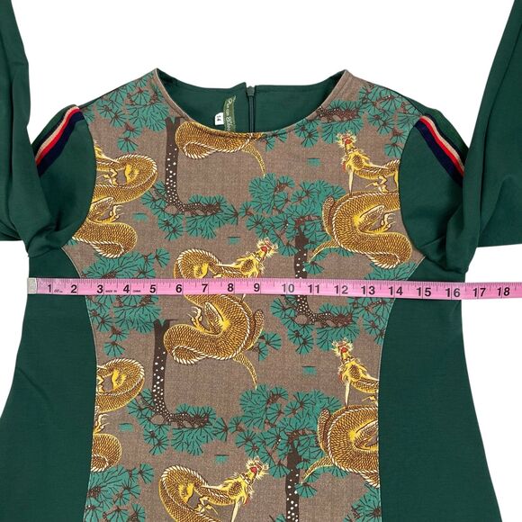 Pan con Chocolate Girls Tunic Top Size 14 Green Long Sleeve Dragon Print Spain - Picture 6 of 9